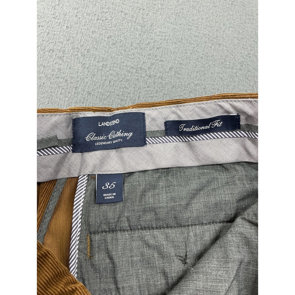 Lands' End Pants Mens 35x31 Brown Corduroy Traditional Fit Dress Trousers - Picture 8 of 12